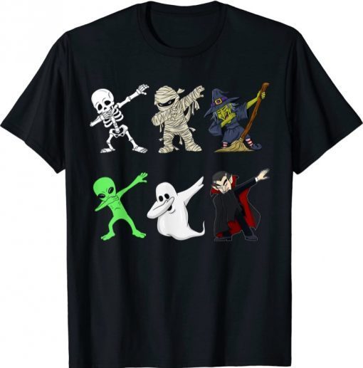 Official Dabbing Skeleton And Monsters Halloween Dracula Boys Kids T-Shirt