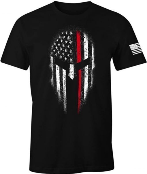 Official Thin Red Line USA Flag Firefighter Spartan Men's T Shirt