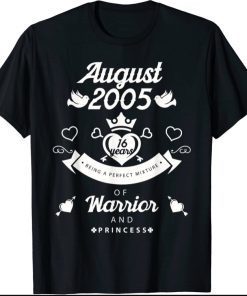 2021 Sweet Sixteen 16th birthday born in August 2005 Tee Shirt