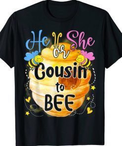 He Or She Cousin To Bee Gender Reveal Bee Lovers Funny T-Shirt