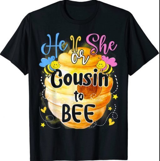 He Or She Cousin To Bee Gender Reveal Bee Lovers Funny T-Shirt