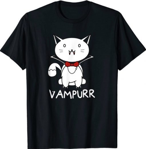 Funny Vampurr Cute Cartoon Vampire Cat TShirt