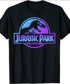 Funny Jurassic Park Blue & Purple Fossil Logo Graphic T-Shirt