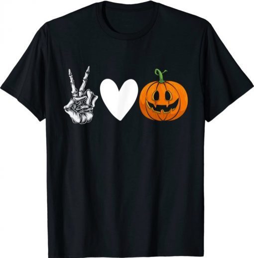 Official Halloween Peace, Love, and Pumpkins Fall Girls Kids Gift T-Shirt