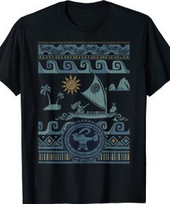 Classic Disney Moana Stitch Pattern Collage T-Shirt