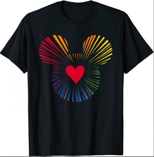 2021 Disney Mickey Mouse Icon Heart Rainbow Tee Shirt