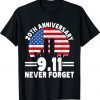 Never Forget 9/11 20th Anniversary Retro Patriot Day Tee Shirt