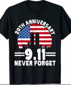 Never Forget 9/11 20th Anniversary Retro Patriot Day Tee Shirt