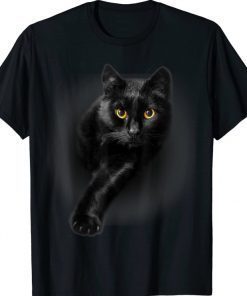 Unisex Black Cat Yellow Eyes T-Shirt Cats Tee Shirt