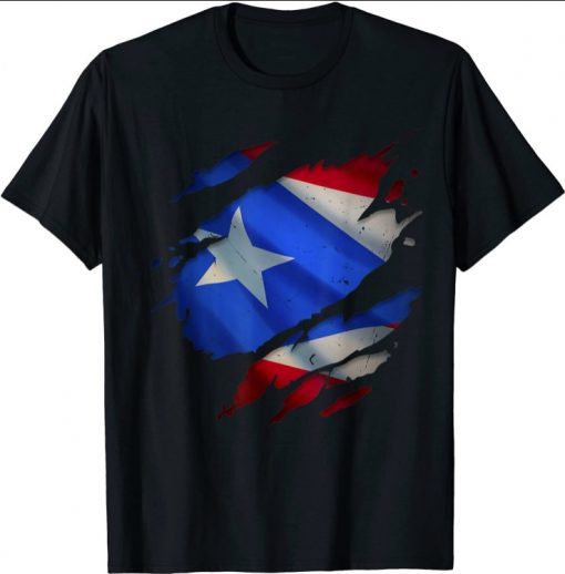 Proud Puerto Rican Shirts Ripped Boricua Puerto Rico Flag Gift T-Shirt