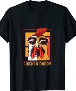 Official Mens Chicken Daddy Vintage Poultry Farmer Rooster wearing Shades TShirt