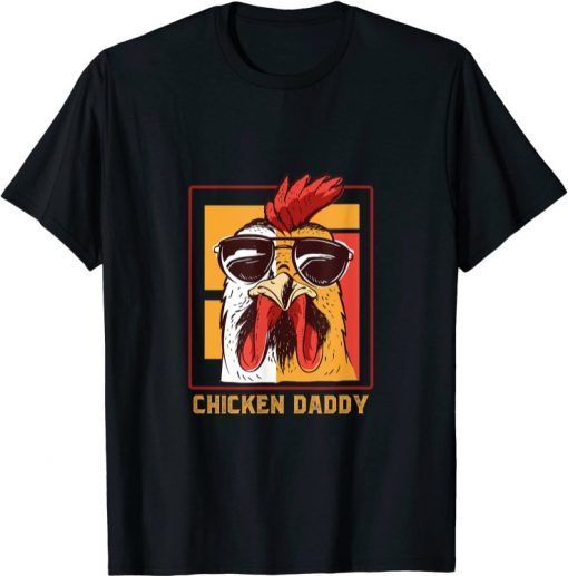 Official Mens Chicken Daddy Vintage Poultry Farmer Rooster wearing Shades TShirt