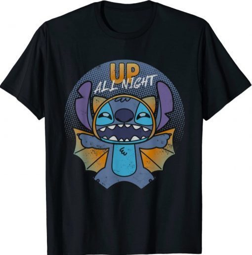 Funny Disney Stitch Halloween Bat Costume Up All Night T-Shirt