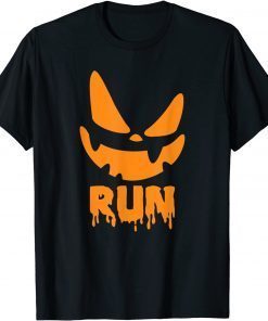 Classic Halloween Pumpkin funny face run Costume Men Women Fun Kids T-Shirt