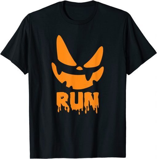 Classic Halloween Pumpkin funny face run Costume Men Women Fun Kids T-Shirt