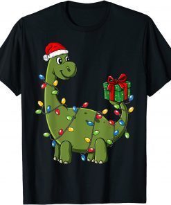 Christmas Dinosaur With Lights Funny Boys Kids Xmas T-Shirt