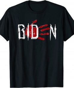 Official Mens Blood On His Hands Biden Bring Trump Back Trending T-Shirt