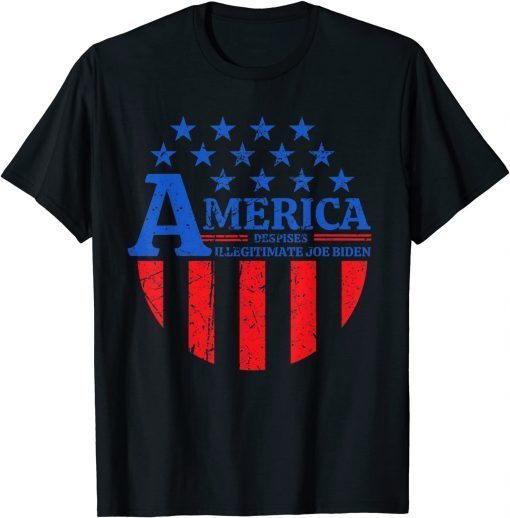 2021 America Despises Illegitimate Joe Biden Vintage Flag Button T-Shirt