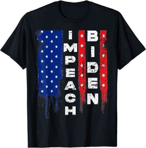 Impeach Joe Biden 46 American Flag Anti Biden Vintage Tee Shirt