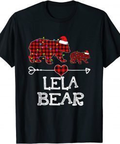 Lela Bear Christmas Pajama Red Plaid Buffalo Family T-Shirt