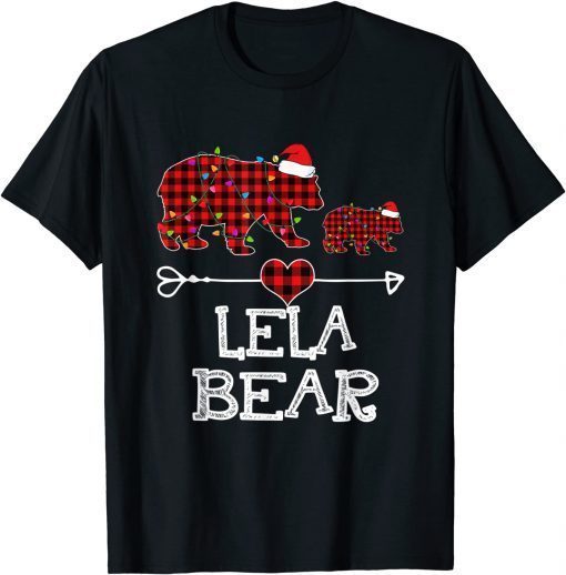 Lela Bear Christmas Pajama Red Plaid Buffalo Family T-Shirt