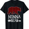 Nonna Bear Christmas Xmas Pajama Red Plaid Buffalo Family T-Shirt