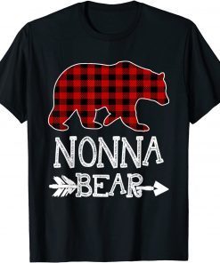 Nonna Bear Christmas Xmas Pajama Red Plaid Buffalo Family T-Shirt