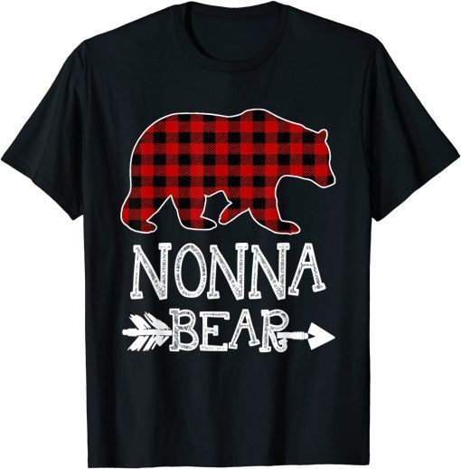 Nonna Bear Christmas Xmas Pajama Red Plaid Buffalo Family T-Shirt