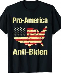 Official Pro America Anti Biden vintage USA Flag Map impeach Biden T-Shirt