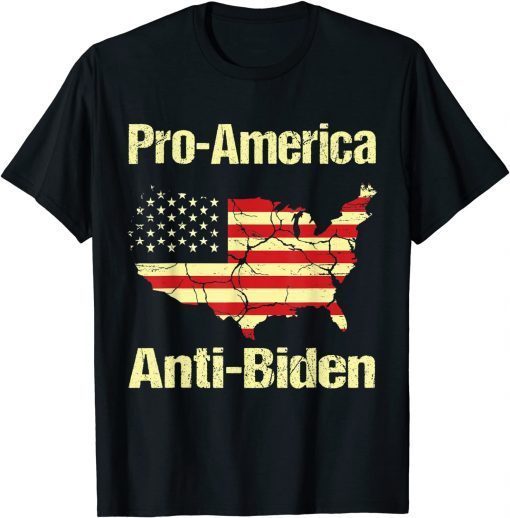 Official Pro America Anti Biden vintage USA Flag Map impeach Biden T-Shirt