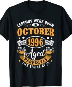 2021 Legends Were Born In October 1996 25th Birthday Gifts Shirt T-Shirt
