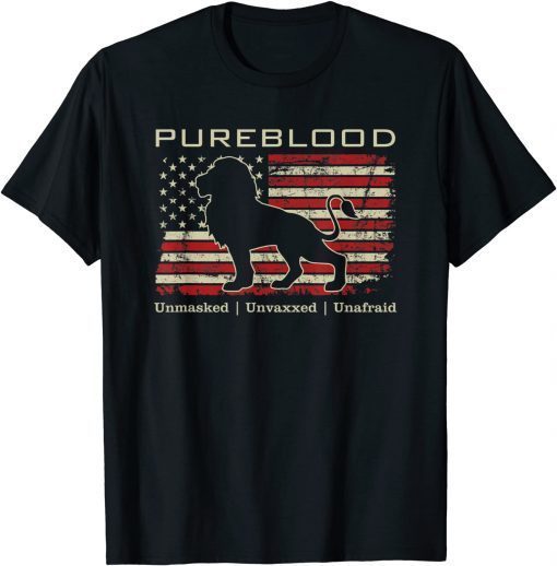 Pureblood Movement #Pureblood Medical Freedom Lion USA Flag Gift Tee Shirt