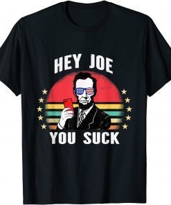 Hey Joe You Suck Lincoln Anti Biden Retro Sunset Biden Sucks T-Shirt