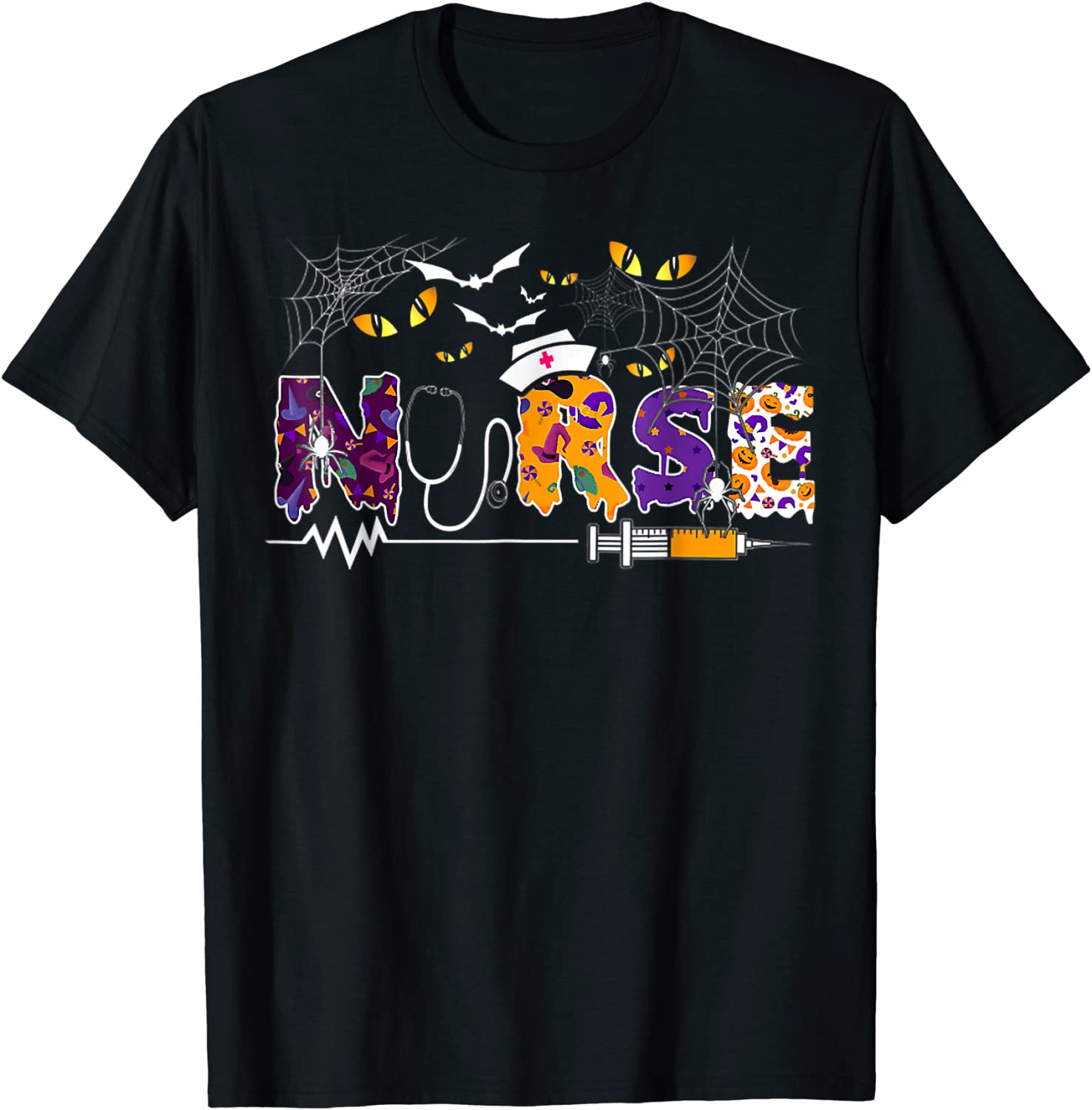 Nurse With Pumpkin Boo Spider Nurse Halooween Costume T-Shirt - Breaktshirt