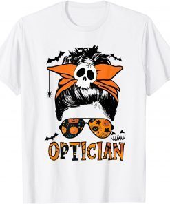 Classic Halloween Optician Messy Bun Glasses T-Shirt