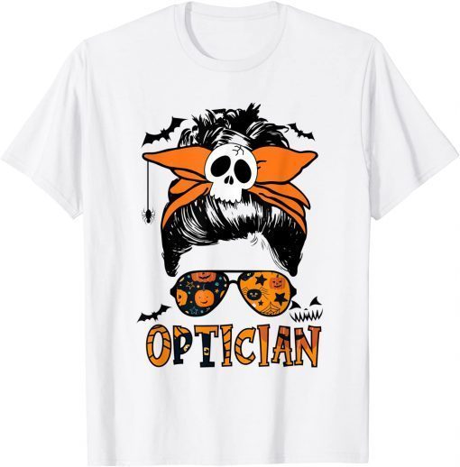 Classic Halloween Optician Messy Bun Glasses T-Shirt