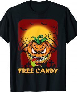 Classic Free Candy – Scary Jack O Lantern Pumpkin Moon Halloween T-Shirt