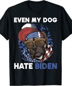 Anti Biden Usa Flag Pug Republican Even My Dog Hate Biden T-Shirt