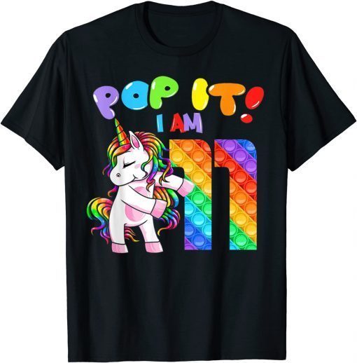 Classic Birthday Girls Pop It 11 year old Unicorn Flossing party T-Shirt