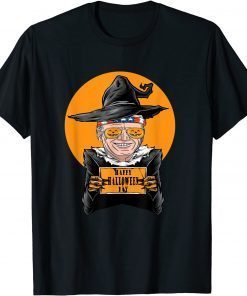 Funny Happy Halloween with Biden witch hat and American flag T-Shirt