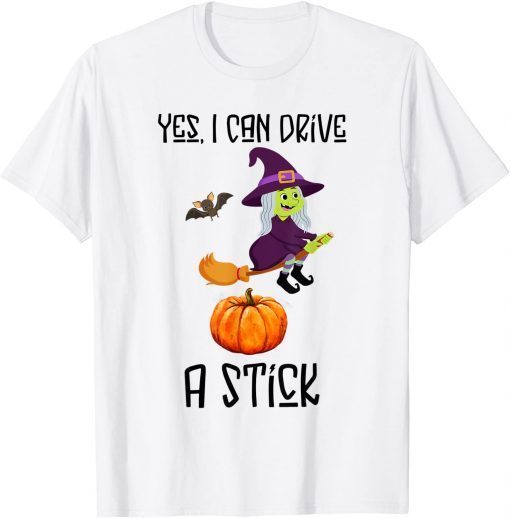 Yes I Can Drive A Stick, Witchy Mama Funny Halooween Costume T-Shirt