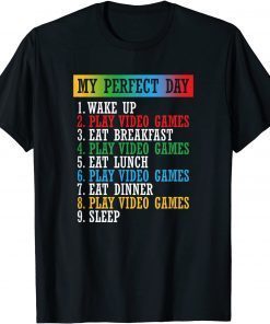 Official My Perfect Day Video Games Cool Gamer Lover Retro T-Shirt