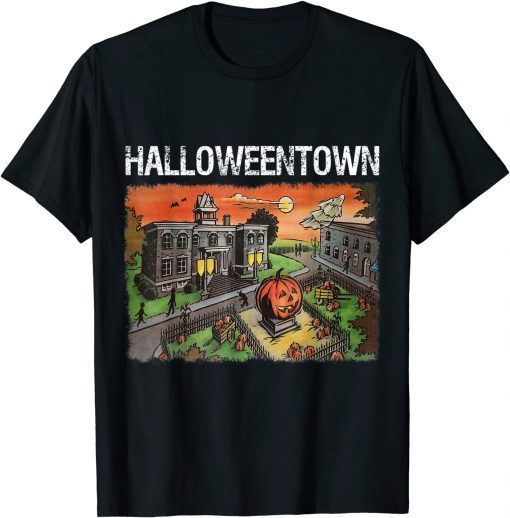 Classic Halloween Town in University Pumpkin And Ghost T-Shirt