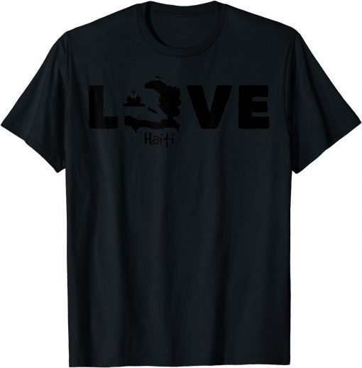 Official Haiti Haitian Flag Love Country Black Outlines Proud Ayiti T-Shirt