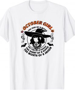 Spirit of Halloween October Girl in Witch Hat Spooky Design T-Shirt
