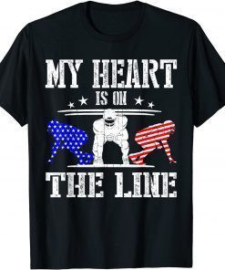 Classic Football My Heart Is On The Line Offensive Lineman T-Shirt