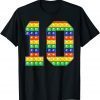 Official Colorful Fidget Pop It 10th Birthday Cute Design 10 Years Ol T-Shirt