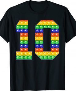 Official Colorful Fidget Pop It 10th Birthday Cute Design 10 Years Ol T-Shirt