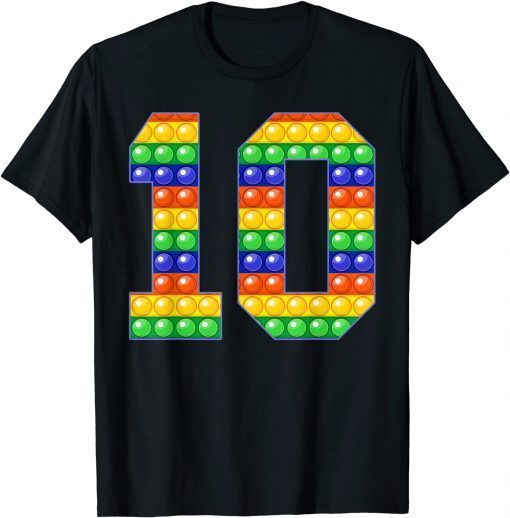 Official Colorful Fidget Pop It 10th Birthday Cute Design 10 Years Ol T-Shirt