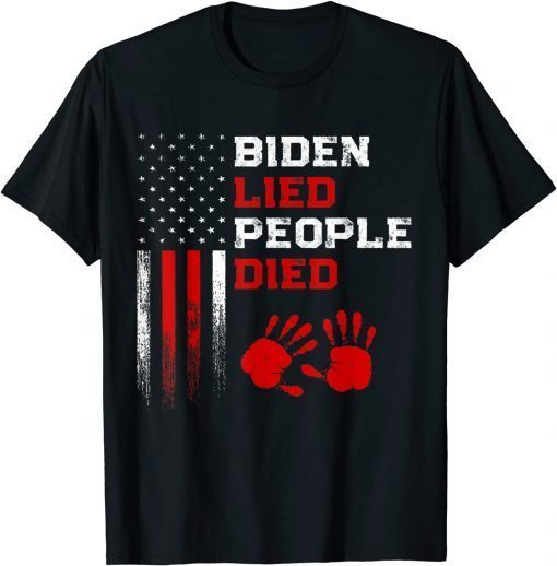 Classic Biden Lied People Died Vintage USA Flag Anti Biden T-Shirt